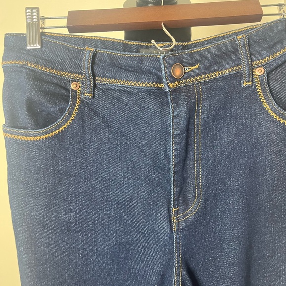 House Of Harlow Women’s High Rise Straight Leg Cuffed Dark Wash Blue Jeans Sz 29 - Picture 3 of 5